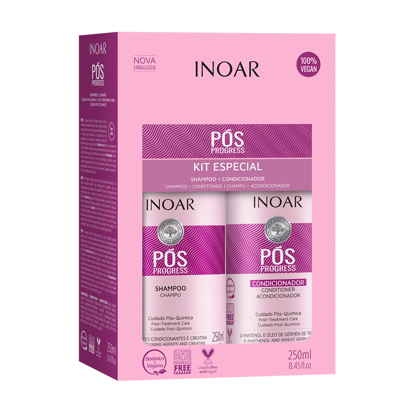 Набір для пошкодженого волосся Inoar Pos Progress (шампунь, 250 + кондиціонер, 250 мл)
